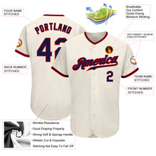 Load image into Gallery viewer, Custom Cream Navy-Red Authentic Baseball Jersey