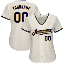 Load image into Gallery viewer, Custom Cream Navy-Old Gold Authentic Baseball Jersey