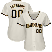 Load image into Gallery viewer, Custom Cream Black-Old Gold Authentic Baseball Jersey