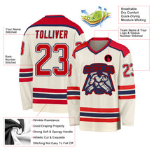 Загрузить изображение в средство просмотра галереи, Custom Cream Red-Navy Hockey Jersey