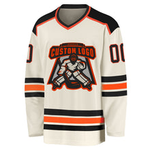 Загрузить изображение в средство просмотра галереи, Custom Cream Black-Orange Hockey Jersey