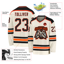 Загрузить изображение в средство просмотра галереи, Custom Cream Black-Orange Hockey Jersey