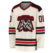 Загрузить изображение в средство просмотра галереи, Custom Cream Black-Red Hockey Jersey
