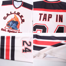 Загрузить изображение в средство просмотра галереи, Custom Cream Black-Red Hockey Jersey