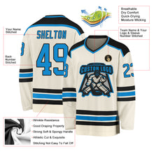 Загрузить изображение в средство просмотра галереи, Custom Cream Blue-Black Hockey Jersey