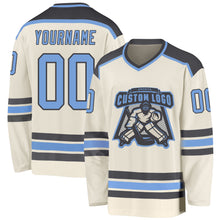 Загрузить изображение в средство просмотра галереи, Custom Cream Light Blue-Steel Gray Hockey Jersey