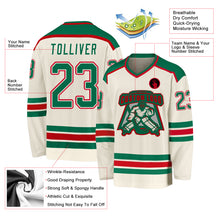 Загрузить изображение в средство просмотра галереи, Custom Cream Kelly Green-Red Hockey Jersey