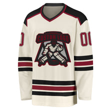 Загрузить изображение в средство просмотра галереи, Custom Cream Crimson-Black Hockey Jersey