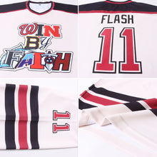 Загрузить изображение в средство просмотра галереи, Custom Cream Crimson-Black Hockey Jersey