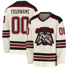 Загрузить изображение в средство просмотра галереи, Custom Cream Crimson-Black Hockey Jersey