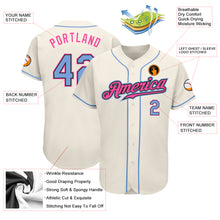 Load image into Gallery viewer, Custom Cream Light Blue Black-Pink Authentic Baseball Jersey