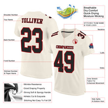 Load image into Gallery viewer, Custom Cream Black-Red Mesh Authentic Football Jersey