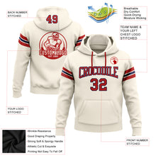 Загрузить изображение в средство просмотра галереи, Custom Stitched Cream Red-Navy Football Pullover Sweatshirt Hoodie