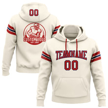 Load image into Gallery viewer, Custom Stitched Cream Red-Navy Football Pullover Sweatshirt Hoodie
