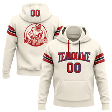 Загрузить изображение в средство просмотра галереи, Custom Stitched Cream Red-Navy Football Pullover Sweatshirt Hoodie