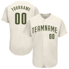 Load image into Gallery viewer, Custom Cream Olive Authentic Baseball Jersey