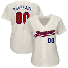 Load image into Gallery viewer, Custom Cream Red-Royal Authentic Baseball Jersey