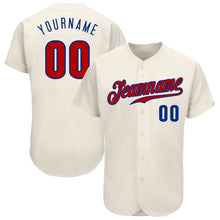 Load image into Gallery viewer, Custom Cream Red-Royal Authentic Baseball Jersey