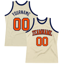 Загрузить изображение в средство просмотра галереи, Custom Cream Orange-Navy Authentic Throwback Basketball Jersey
