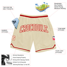 Загрузить изображение в средство просмотра галереи, Custom Cream Cream-Red Authentic Throwback Basketball Shorts