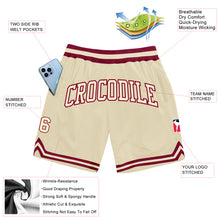 Загрузить изображение в средство просмотра галереи, Custom Cream Cream-Maroon Authentic Throwback Basketball Shorts