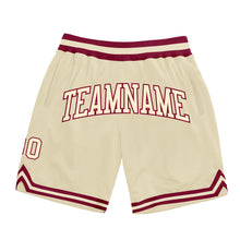 Загрузить изображение в средство просмотра галереи, Custom Cream Cream-Maroon Authentic Throwback Basketball Shorts