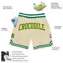 Load image into Gallery viewer, Custom Cream Kelly Green-Gold Authentic Throwback Basketball Shorts