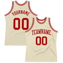 Загрузить изображение в средство просмотра галереи, Custom Cream Red-White Authentic Throwback Basketball Jersey