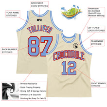 Загрузить изображение в средство просмотра галереи, Custom Cream Light Blue-Red Authentic Throwback Basketball Jersey