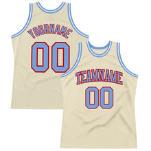 Загрузить изображение в средство просмотра галереи, Custom Cream Light Blue-Red Authentic Throwback Basketball Jersey