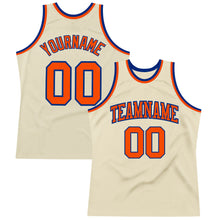 Загрузить изображение в средство просмотра галереи, Custom Cream Orange-Royal Authentic Throwback Basketball Jersey