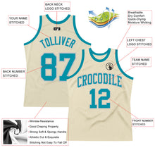 Загрузить изображение в средство просмотра галереи, Custom Cream Teal-Gray Authentic Throwback Basketball Jersey
