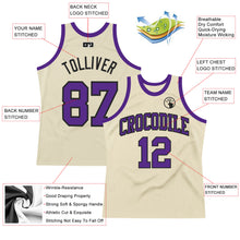 Загрузить изображение в средство просмотра галереи, Custom Cream Purple-Black Authentic Throwback Basketball Jersey