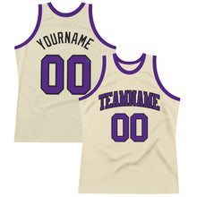 Загрузить изображение в средство просмотра галереи, Custom Cream Purple-Black Authentic Throwback Basketball Jersey