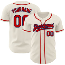 Load image into Gallery viewer, Custom Cream Red-Navy Authentic Baseball Jersey