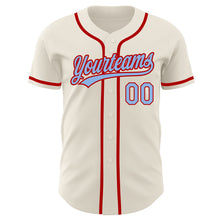 Загрузить изображение в средство просмотра галереи, Custom Cream Light Blue-Red Authentic Baseball Jersey