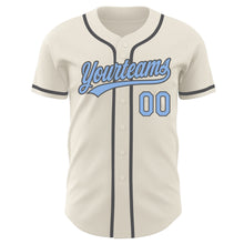 Загрузить изображение в средство просмотра галереи, Custom Cream Light Blue-Steel Gray Authentic Baseball Jersey