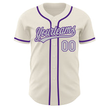 Загрузить изображение в средство просмотра галереи, Custom Cream Gray-Purple Authentic Baseball Jersey
