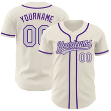 Загрузить изображение в средство просмотра галереи, Custom Cream Gray-Purple Authentic Baseball Jersey