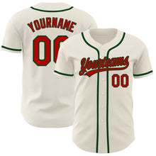 Load image into Gallery viewer, Custom Cream Red-Green Authentic Baseball Jersey
