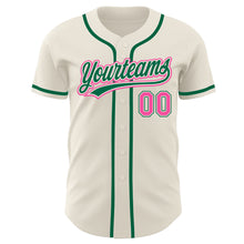 Load image into Gallery viewer, Custom Cream Pink-Kelly Green Authentic Baseball Jersey
