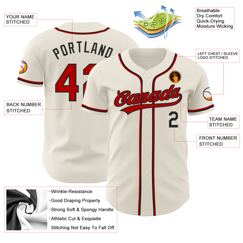 Cheap Custom Cream Red-Black Authentic Baseball Jersey Free Shipping –  CustomJerseysPro