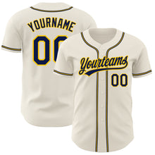 Load image into Gallery viewer, Custom Cream Navy-Gold Authentic Baseball Jersey