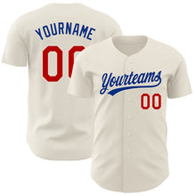 Load image into Gallery viewer, Custom Cream Red-Royal Authentic Baseball Jersey