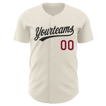 Laden Sie das Bild in den Galerie-Viewer, Custom Cream Crimson-Black Authentic Baseball Jersey