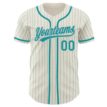 Charger l'image dans la galerie, Custom Cream Teal Pinstripe Teal-Gray Authentic Baseball Jersey