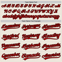 Load image into Gallery viewer, Custom Cream Black Pinstripe Red Authentic Baseball Jersey
