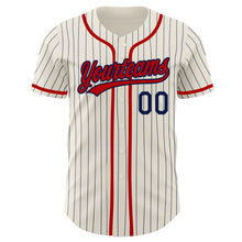 Загрузить изображение в средство просмотра галереи, Custom Cream Navy Pinstripe Red Authentic Baseball Jersey