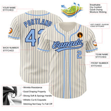 Load image into Gallery viewer, Custom Cream Navy Pinstripe Light Blue Authentic Baseball Jersey
