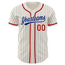 Загрузить изображение в средство просмотра галереи, Custom Cream Royal Pinstripe Red Authentic Baseball Jersey